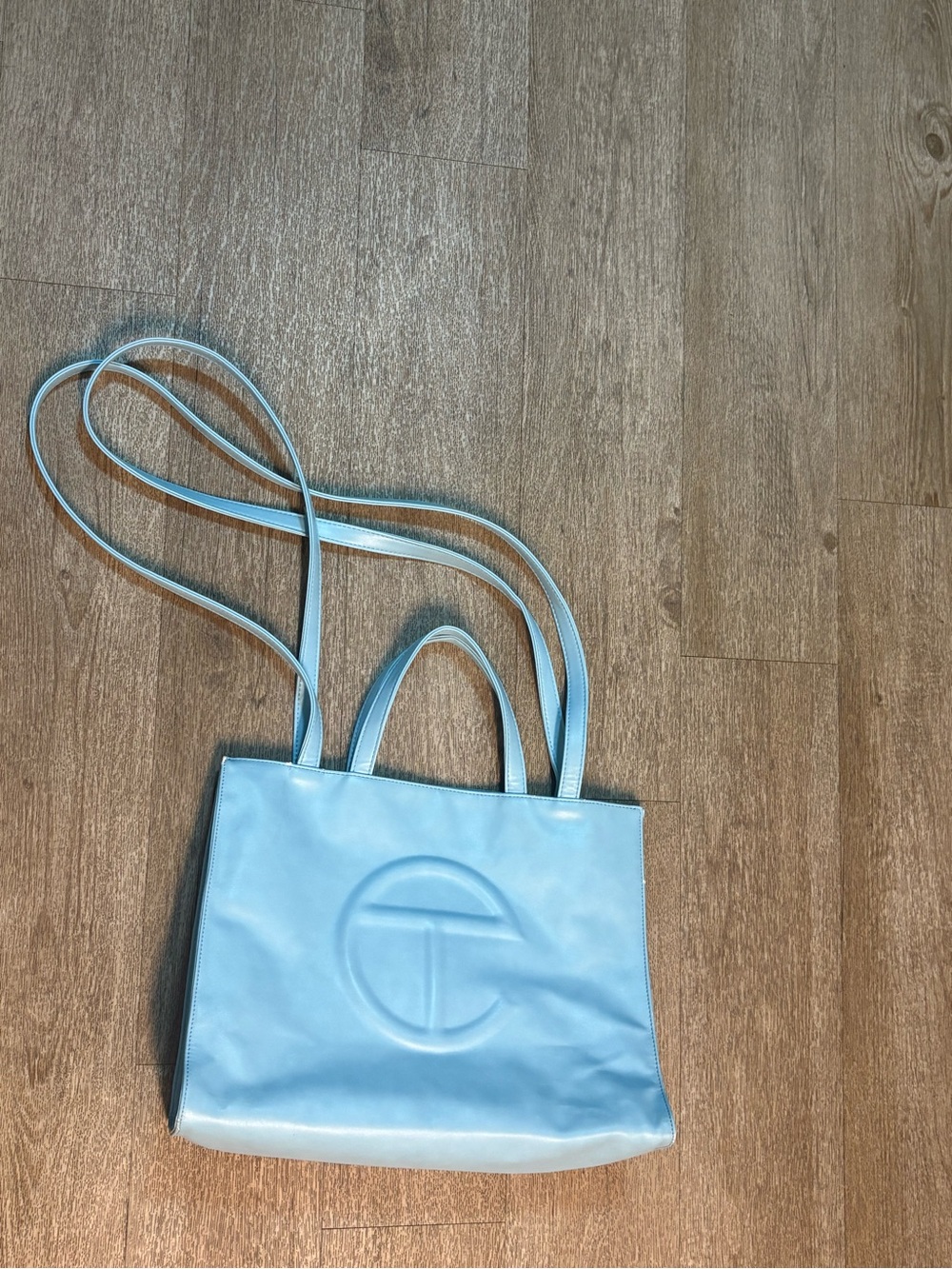 Light Blue Telfar Tote Bag with flaws